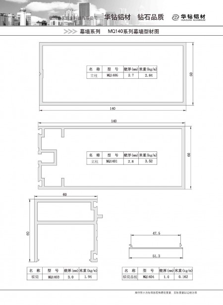 MQ140系列幕墙型材图