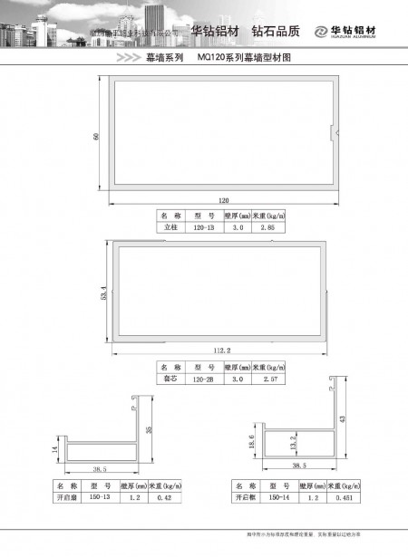 MQ120系列幕墙型材图