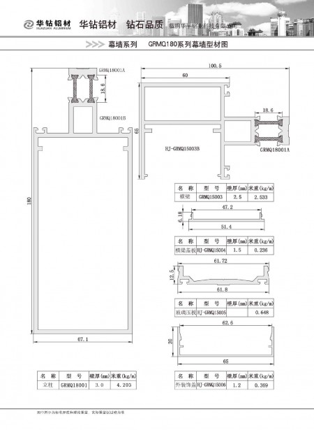 GRMQ180系列幕墙型材图