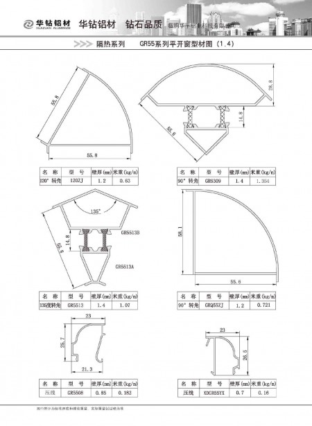 GR55系列平开窗型材图（1.4)