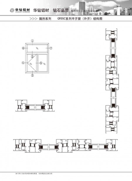 GR55C系列平开窗(外开）结构图