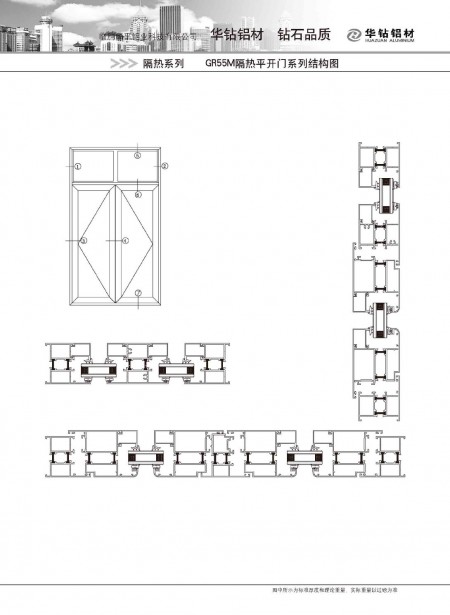 GR55M隔热平开门系列结构图